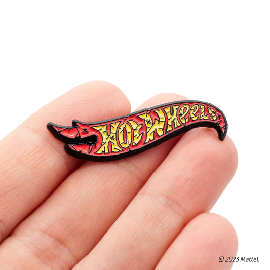 Hot Wheels Logo Enamel Pin, Red and Yellow