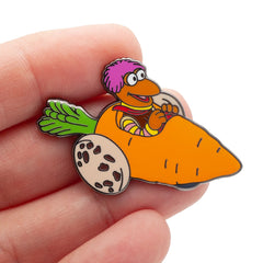 Gobo Fraggle in Carrot Car Enamel Pin