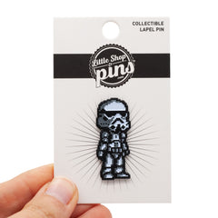 Pixel Trooper Enamel Pin on Backing Card